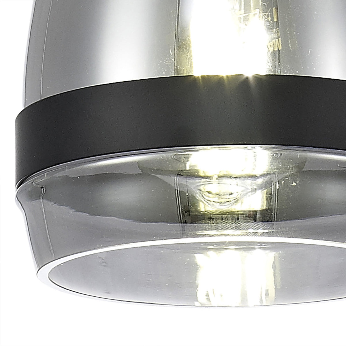 Kenn 150mm Cone Pendant in Matt Black & Smoked Glass
