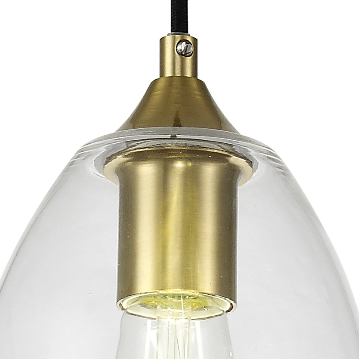 Kenn 150mm Cone Pendant in Ancient Brass & Clear Glass