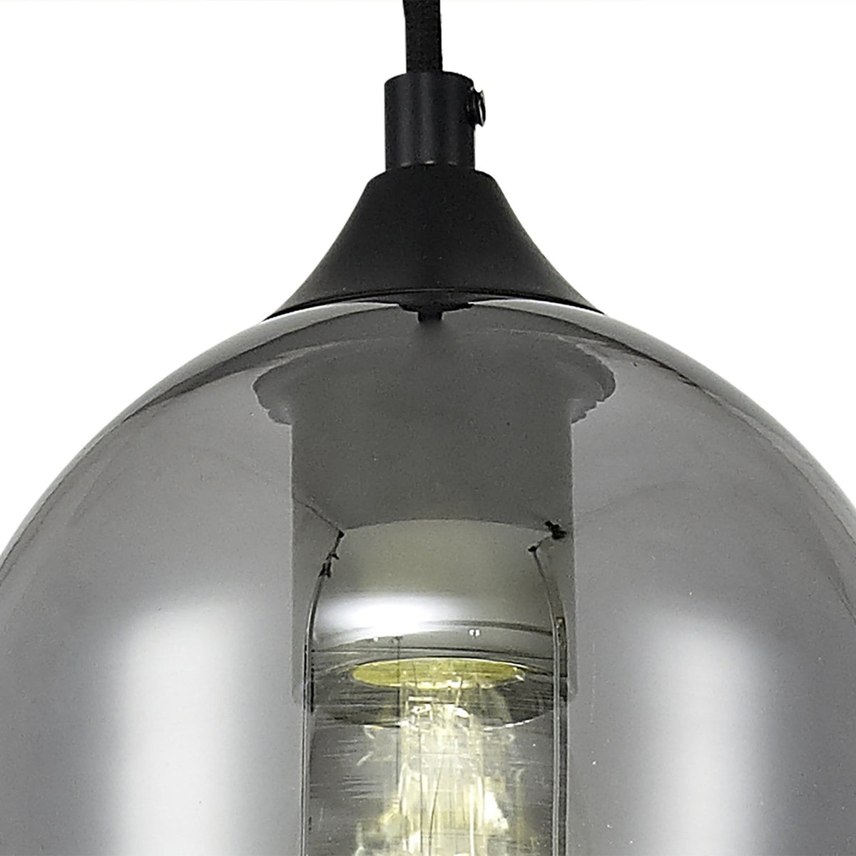 Kenn 150mm Dome Pendant in Matt Black & Smoked Glass