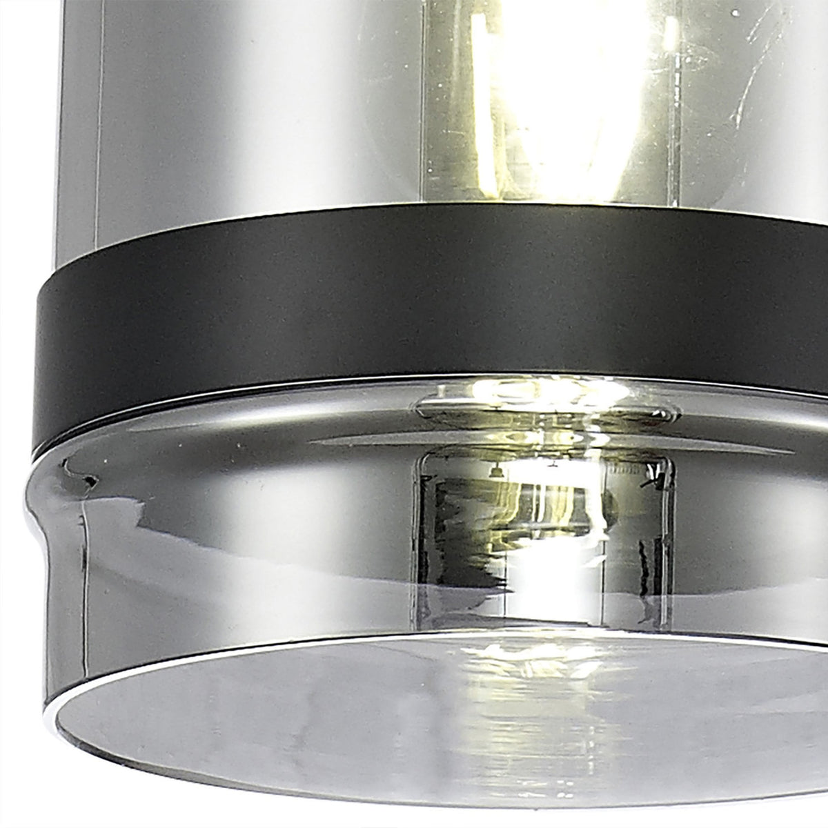 Kenn 150mm Dome Pendant in Matt Black & Smoked Glass