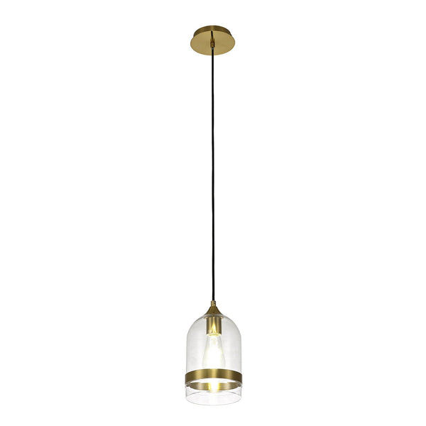 Kenn 150mm Dome Pendant in Ancient Brass & Clear Glass
