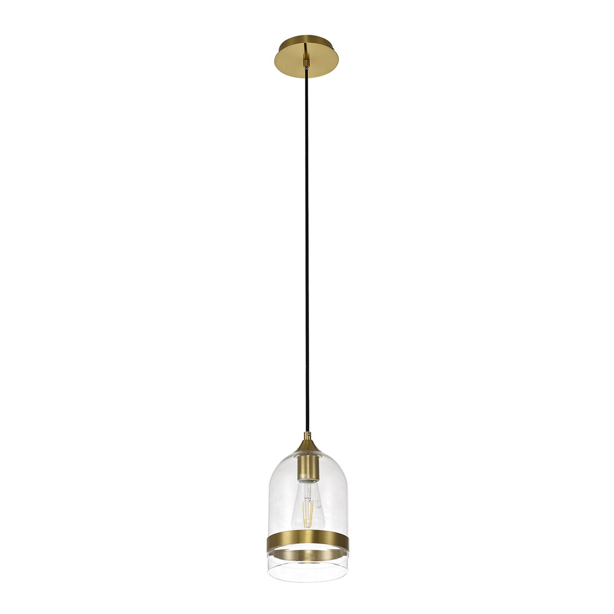 Kenn 150mm Dome Pendant in Ancient Brass & Clear Glass