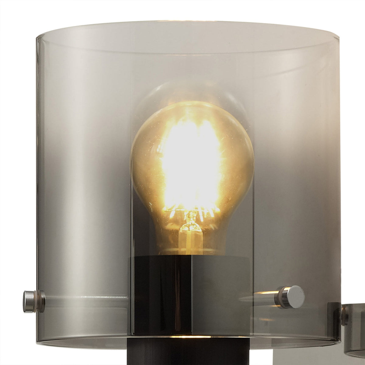Belstone Switched Wall Light in Black & Chrome with Smoke Fade Glass
