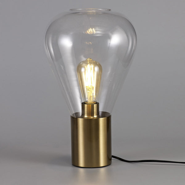 Roborough Narrow Table Lamp in Ancient Brass & Clear Glass