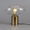 Roborough Wide Table Lamp in Ancient Brass & Clear Glass