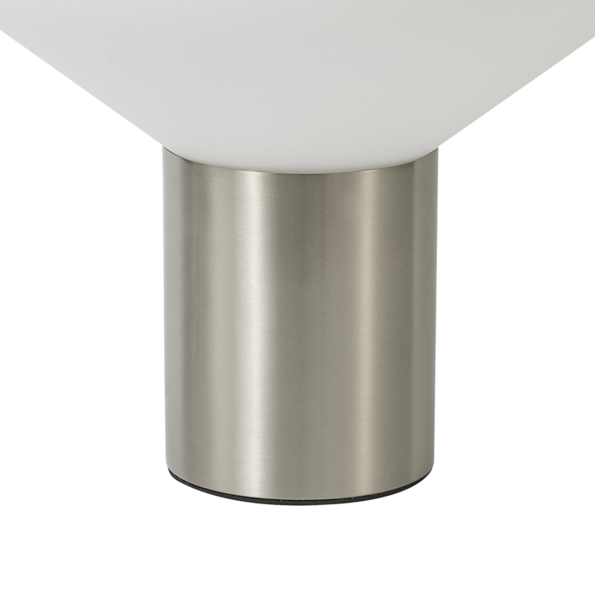 Roborough Wide Table Lamp in Satin Nickel & Opal Glass
