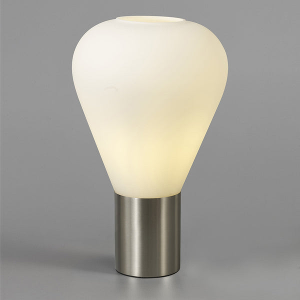 Roborough Narrow Table Lamp in Satin Nickel & Opal Glass