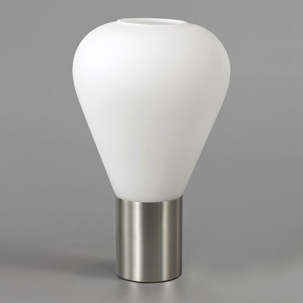 Roborough Narrow Table Lamp in Satin Nickel & Opal Glass