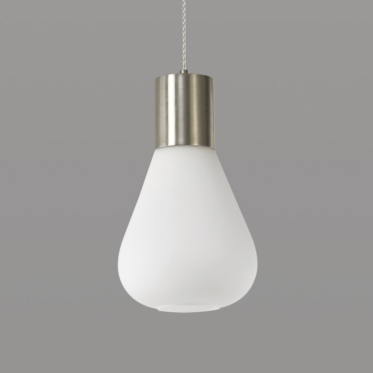 Roborough Narrow Pendant in Satin Nickel & Opal Glass