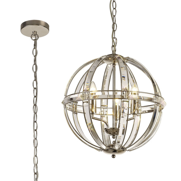 Challacombe Medium Round Polished Nickel Pendant with Clear Crystal