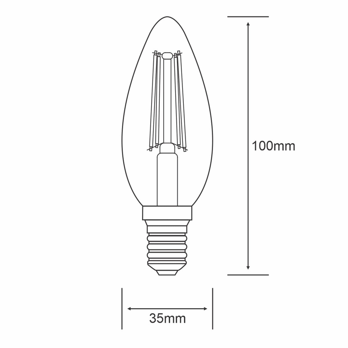 Classic E27 Dimmable Warm White LED Candle 4W 2700K 400lm
