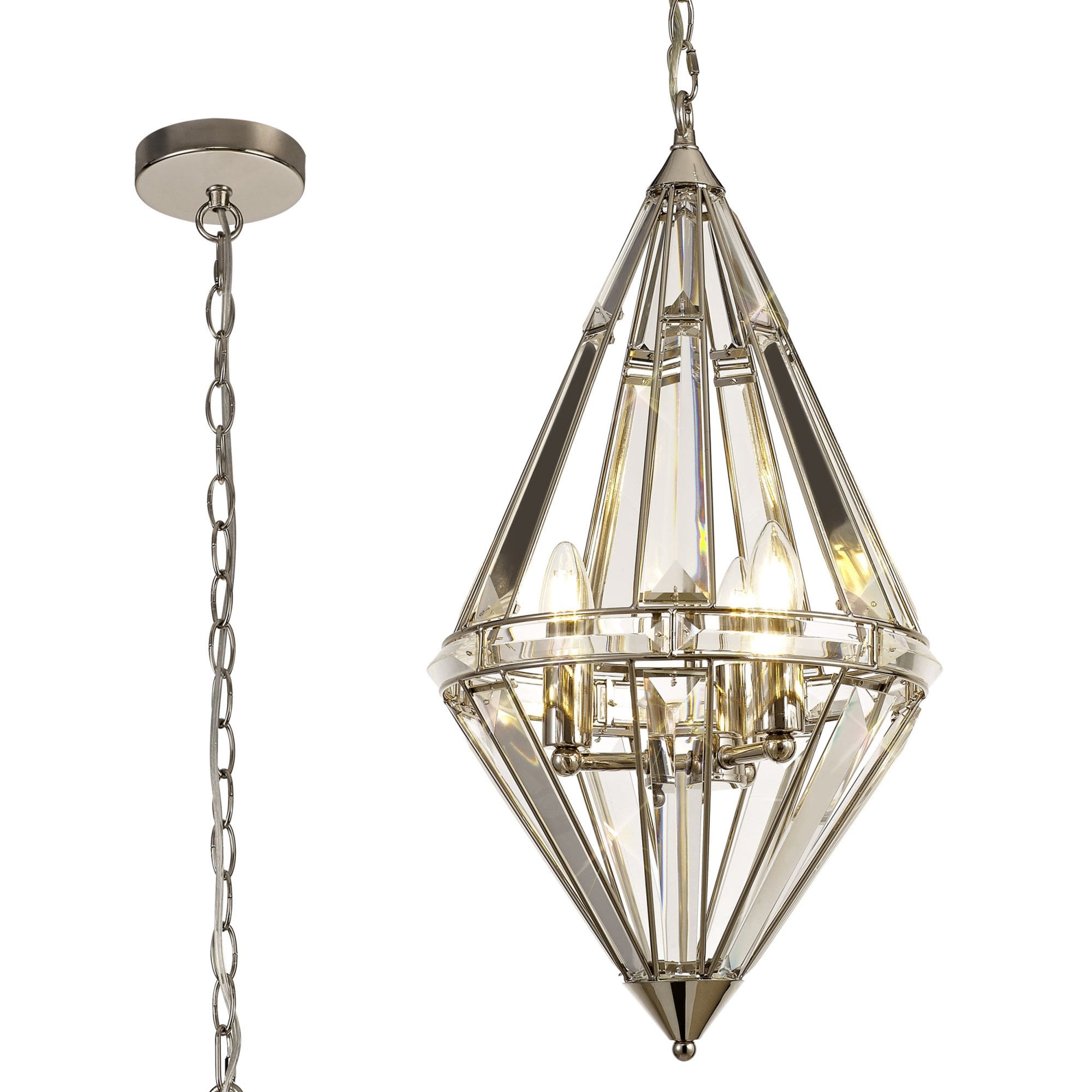Lumiere Challacombe Diamond Polished Nickel Pendant with Clear Crystal ...