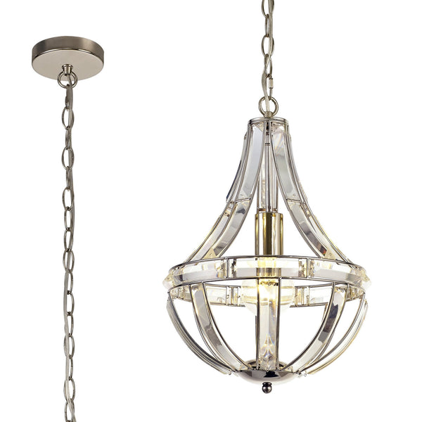 Challacombe Teardrop Polished Nickel Pendant with Clear Crystal