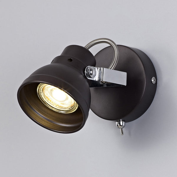 Taddiport Single Adjustable GU10 Spotlight in Oiled Bronze & Polished Chrome