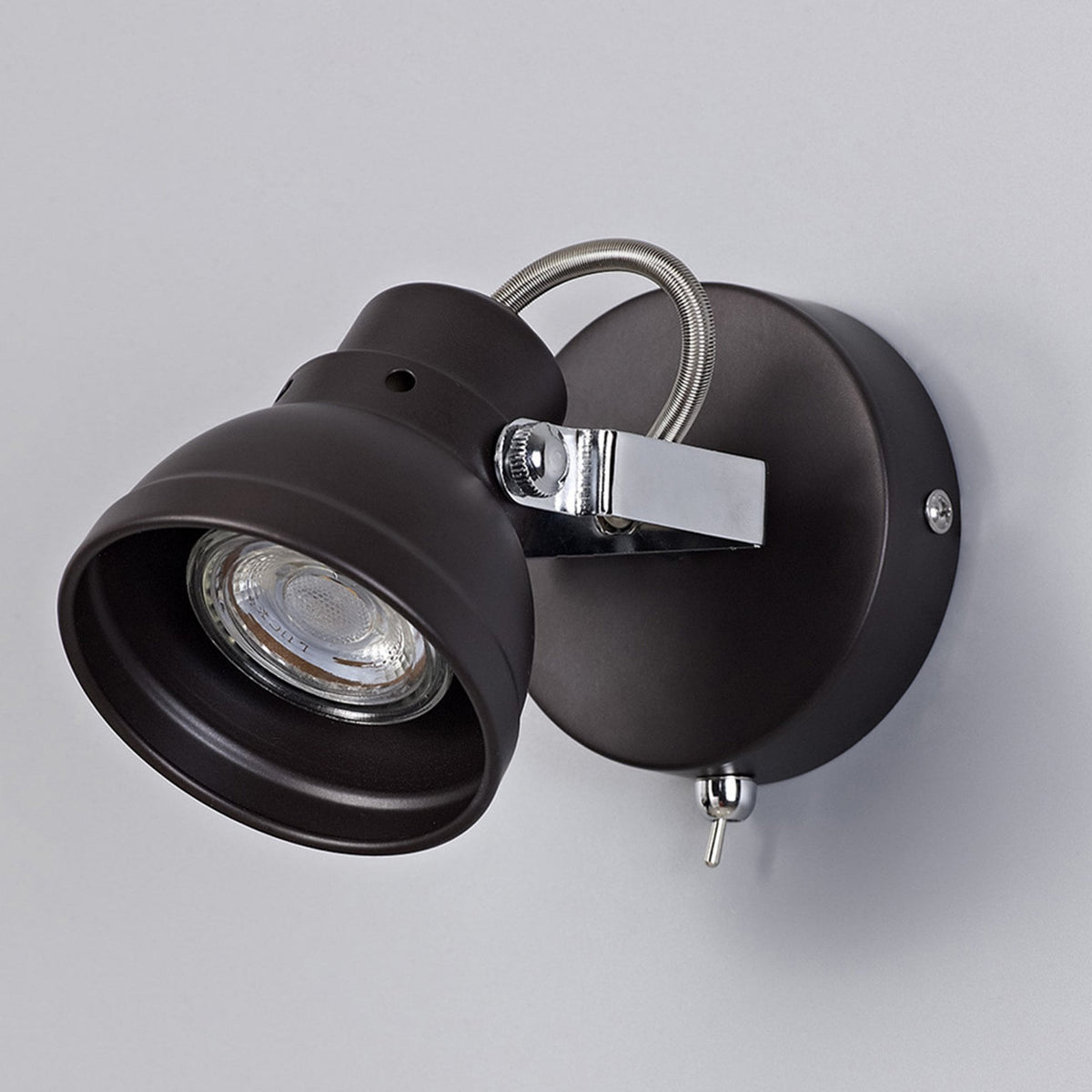 Taddiport Single Adjustable GU10 Spotlight in Oiled Bronze & Polished Chrome