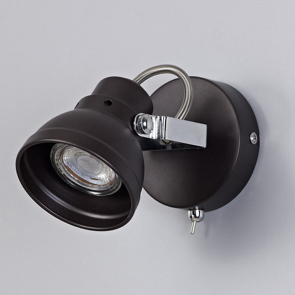 Taddiport Single Adjustable GU10 Spotlight in Oiled Bronze & Polished Chrome