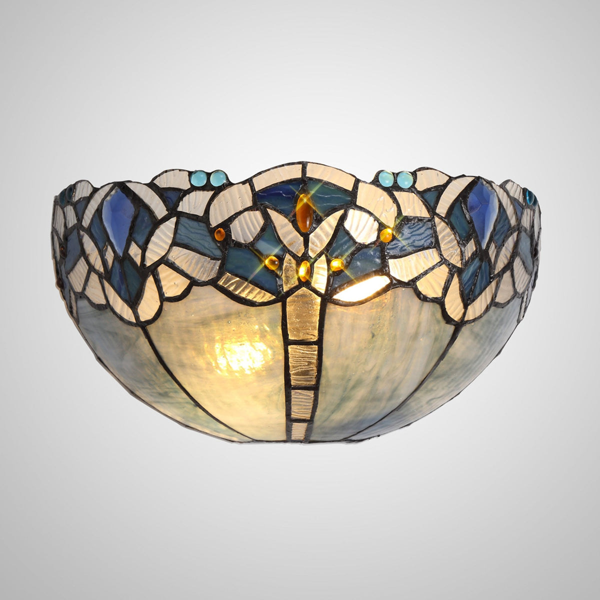 Oakley Tiffany 30cm Wall Light with Blue Crystal