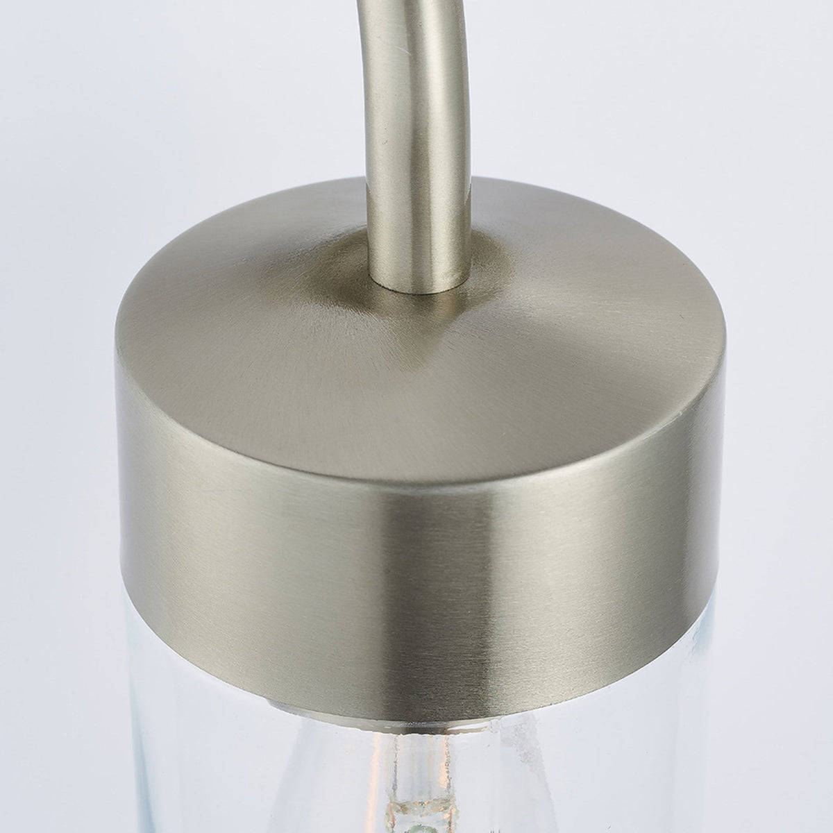 North IP44 Wall Light in Brushed Stainless Steel with Clear Glass