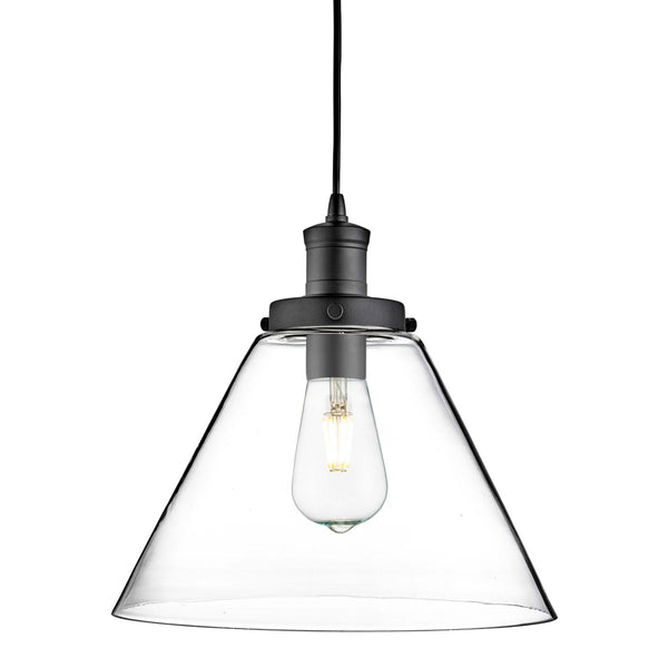 Pyramid Black Pendant With Clear Glass Shade