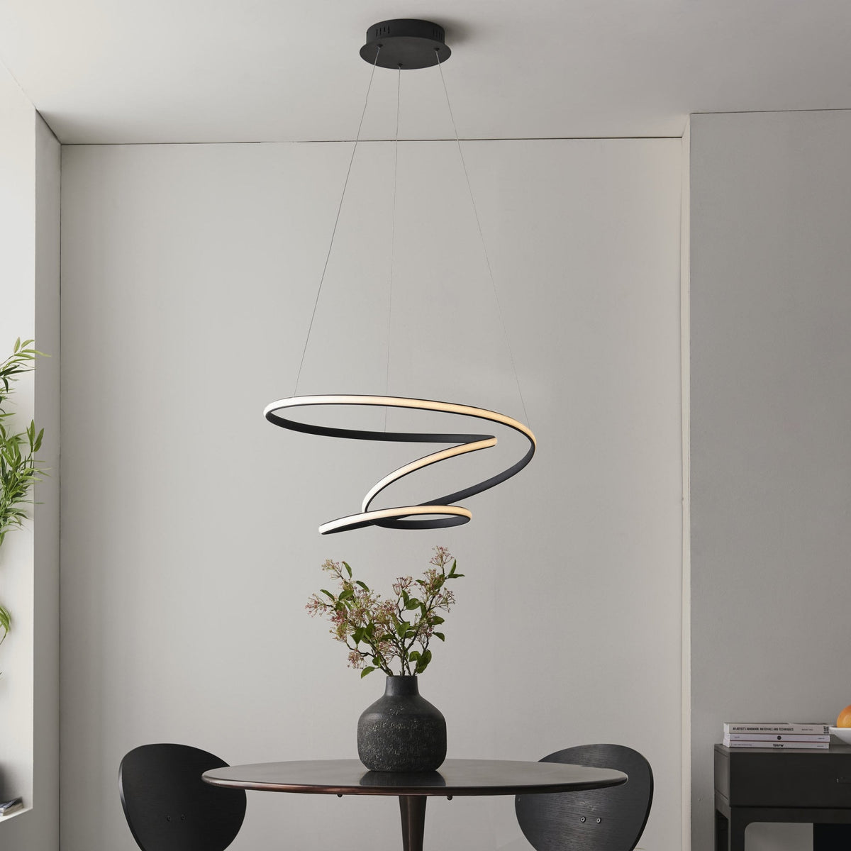 Dune LED Dimmable Pendant Light in Textured Black