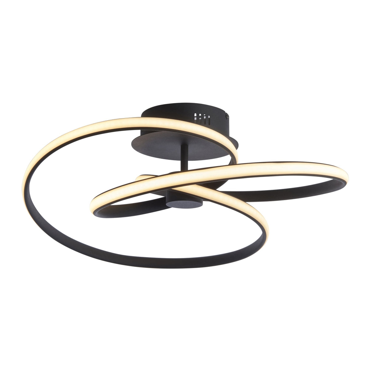 Dune LED Dimmable Semi Flush Ceiling Light in Textured Black