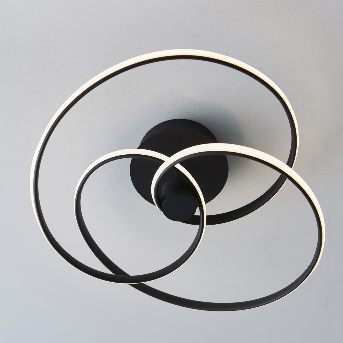 Dune LED Dimmable Semi Flush Ceiling Light in Textured Black