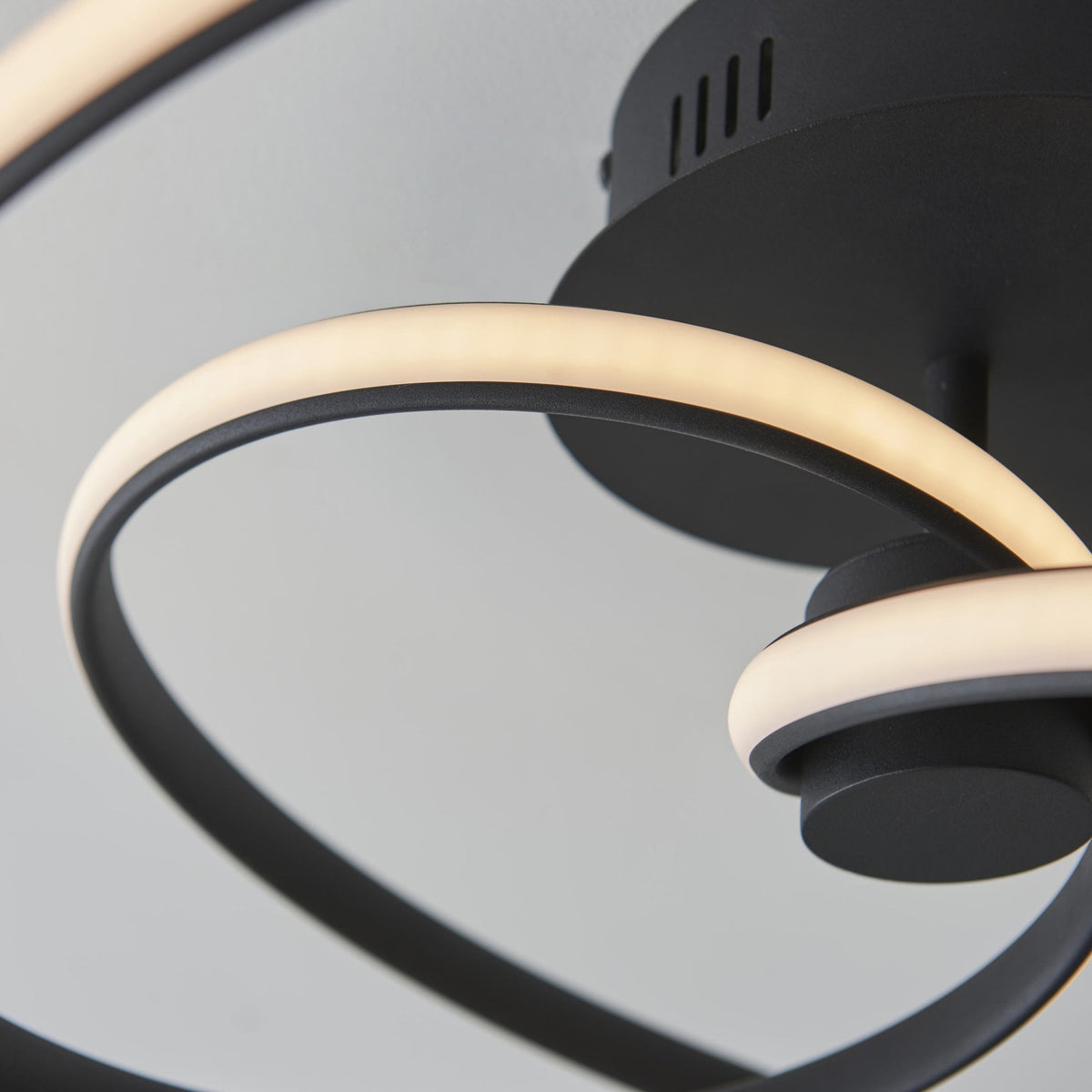 Dune LED Dimmable Semi Flush Ceiling Light in Textured Black