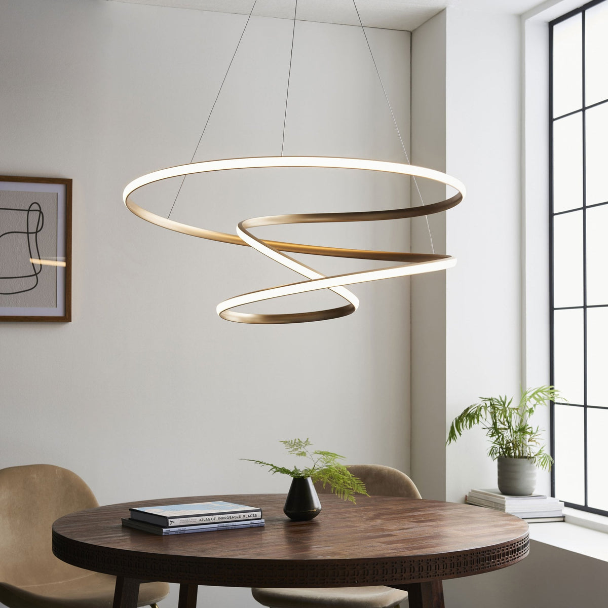 Broadwindsor Large Spiral LED Pendant in Gold