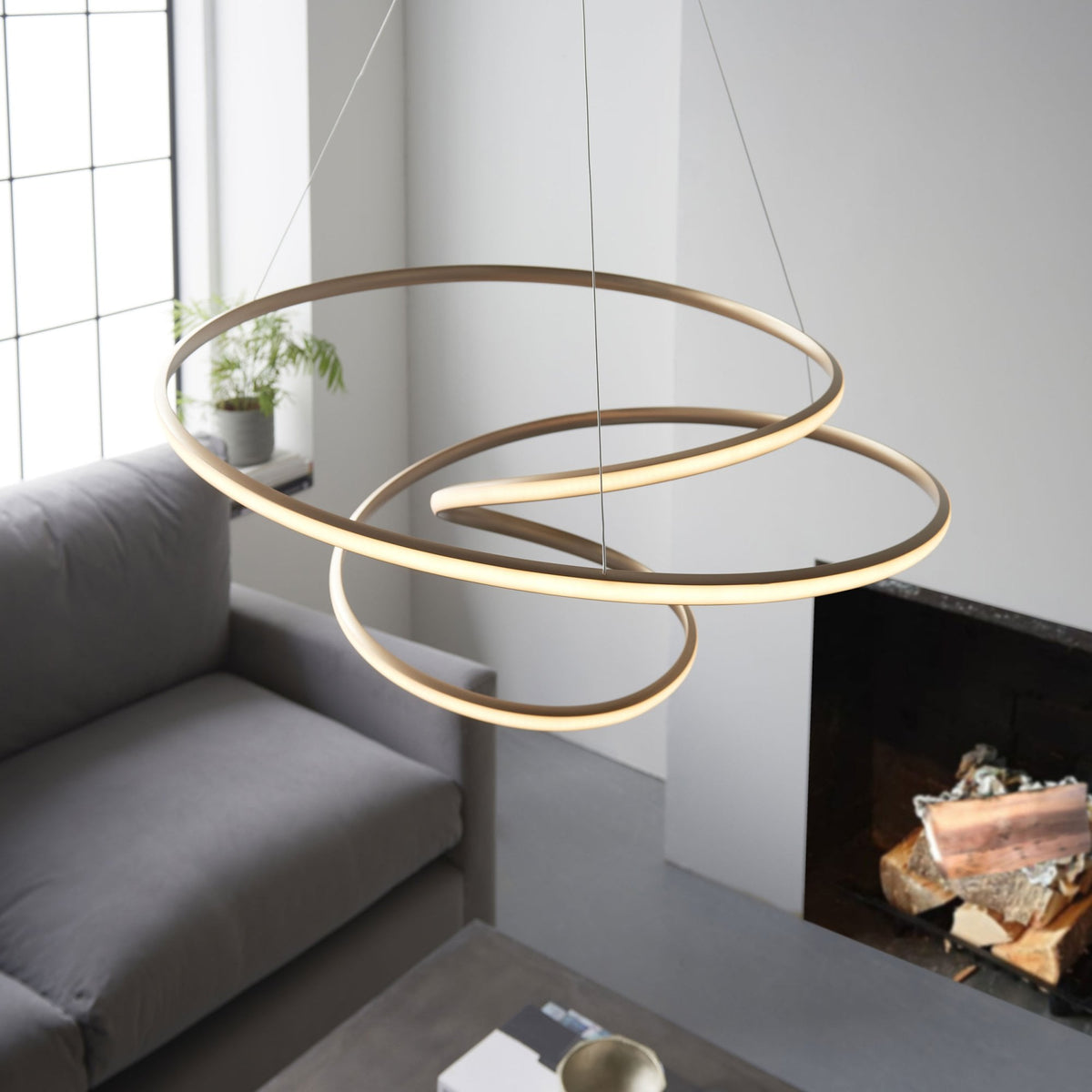 Broadwindsor Large Spiral LED Pendant in Gold