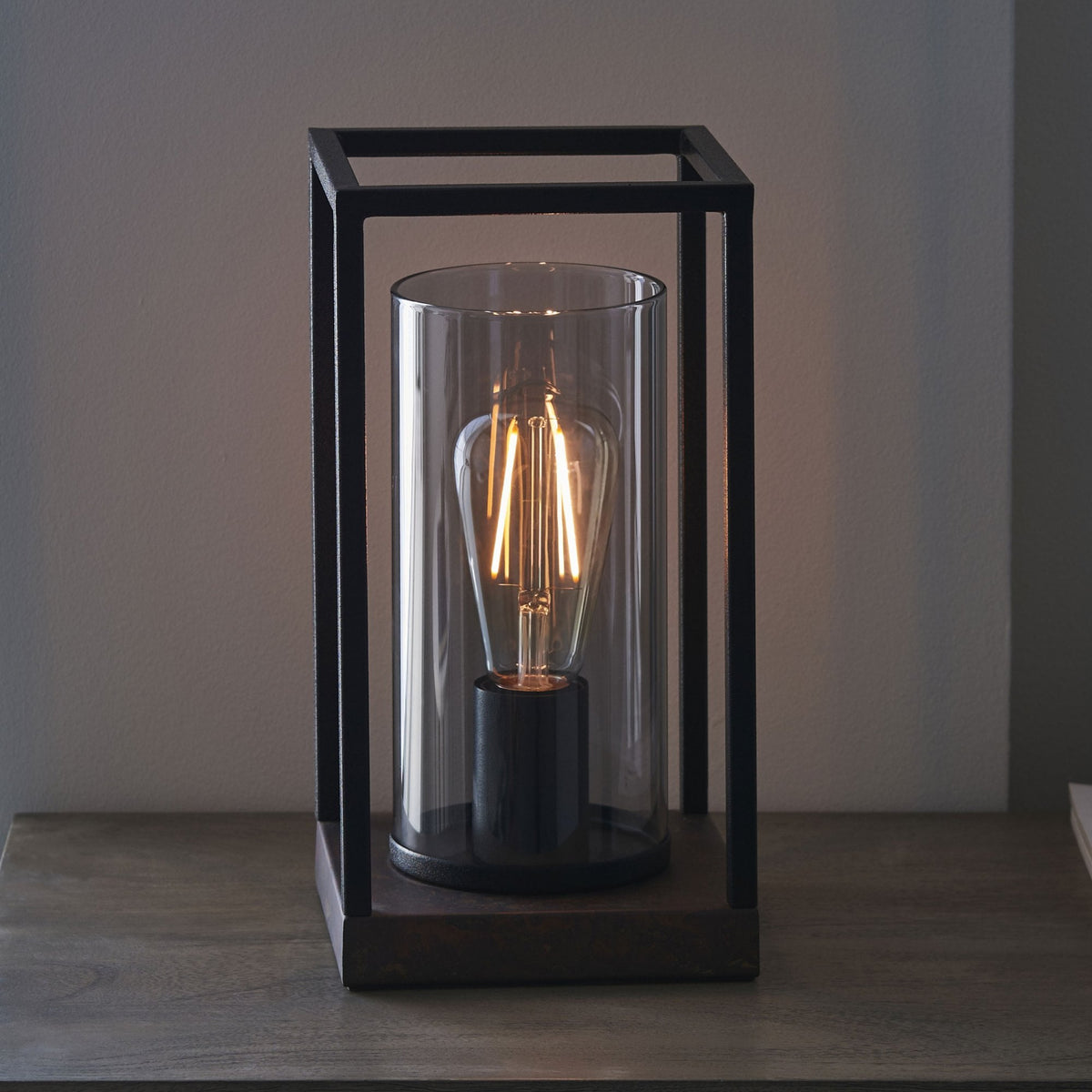 Caleb Geometric Table Lamp with Bronze Patina Base