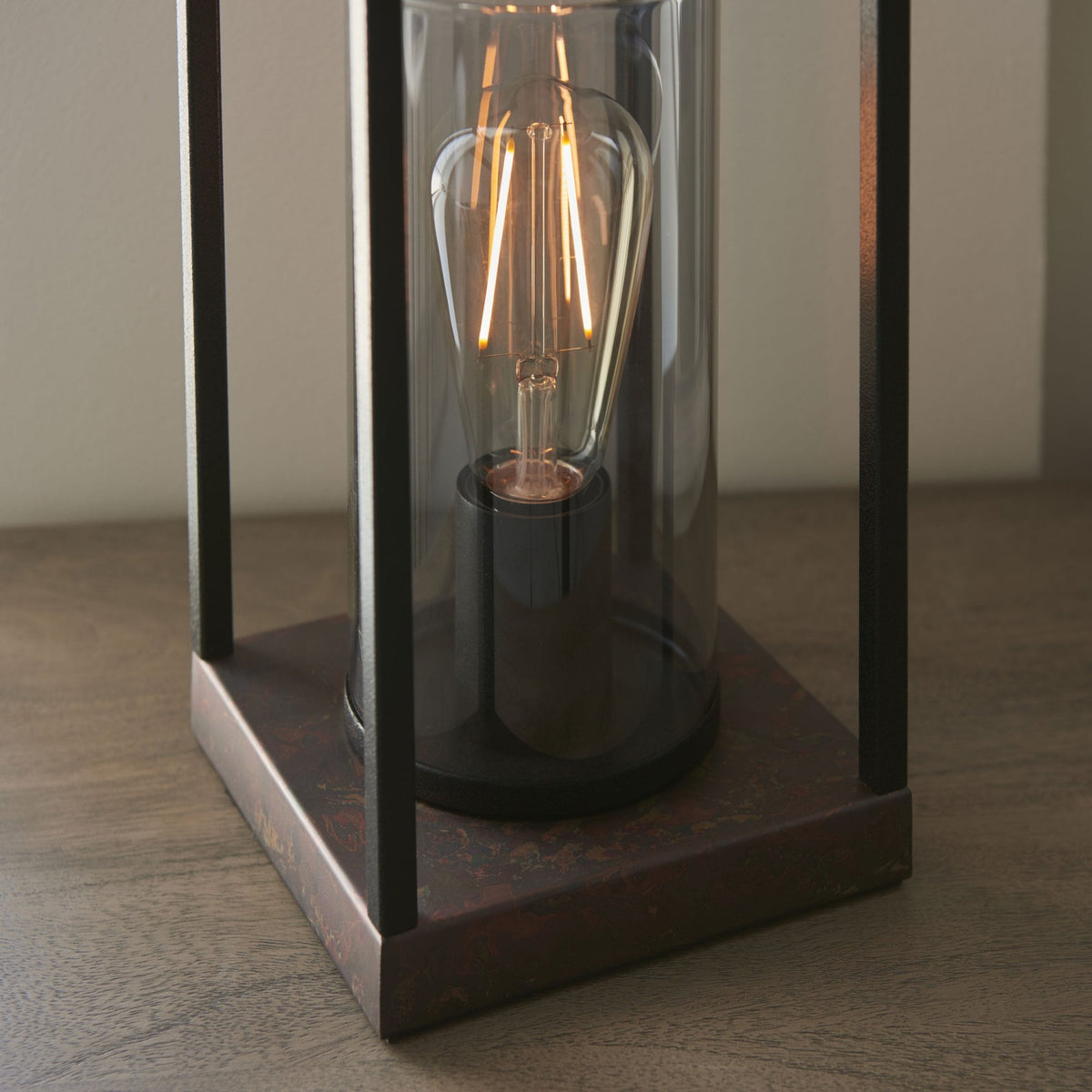 Caleb Geometric Table Lamp with Bronze Patina Base
