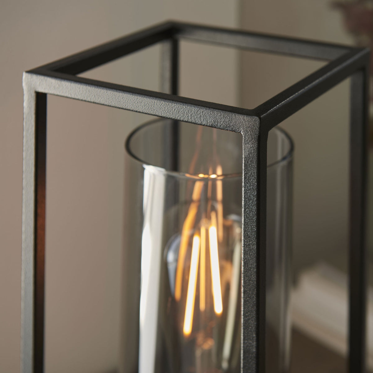 Caleb Geometric Table Lamp with Bronze Patina Base