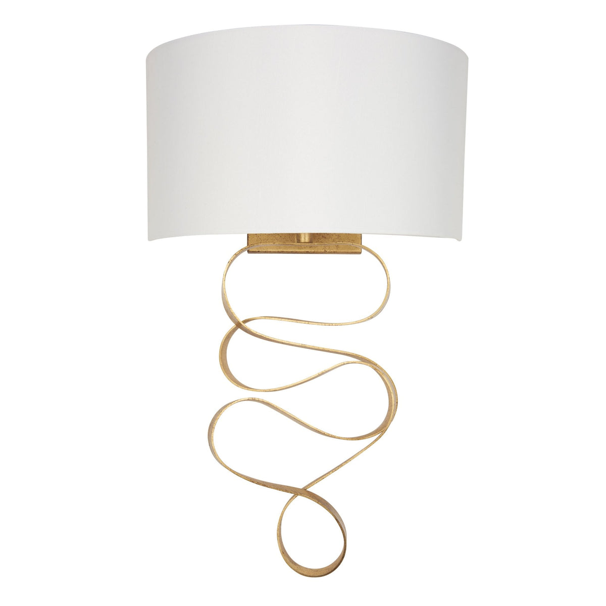Rampisham Gold Ribbon Wall Light with Ivory Cotton Shade