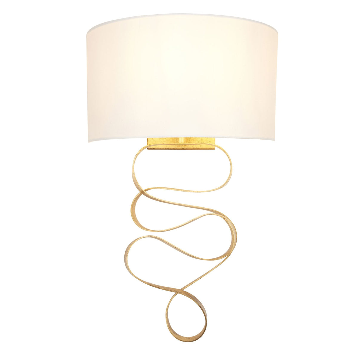 Rampisham Gold Ribbon Wall Light with Ivory Cotton Shade