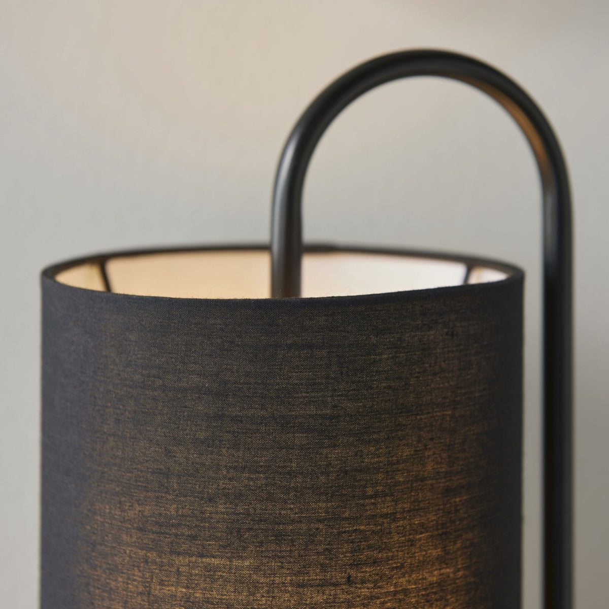 Klip Table Lamp in Matt Black with Black Fabric Shade
