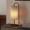 Klip Table Lamp in Matt Black with Grey Fabric Shade
