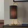 Klip Table Lamp in Antique Brass with Black Fabric Shade