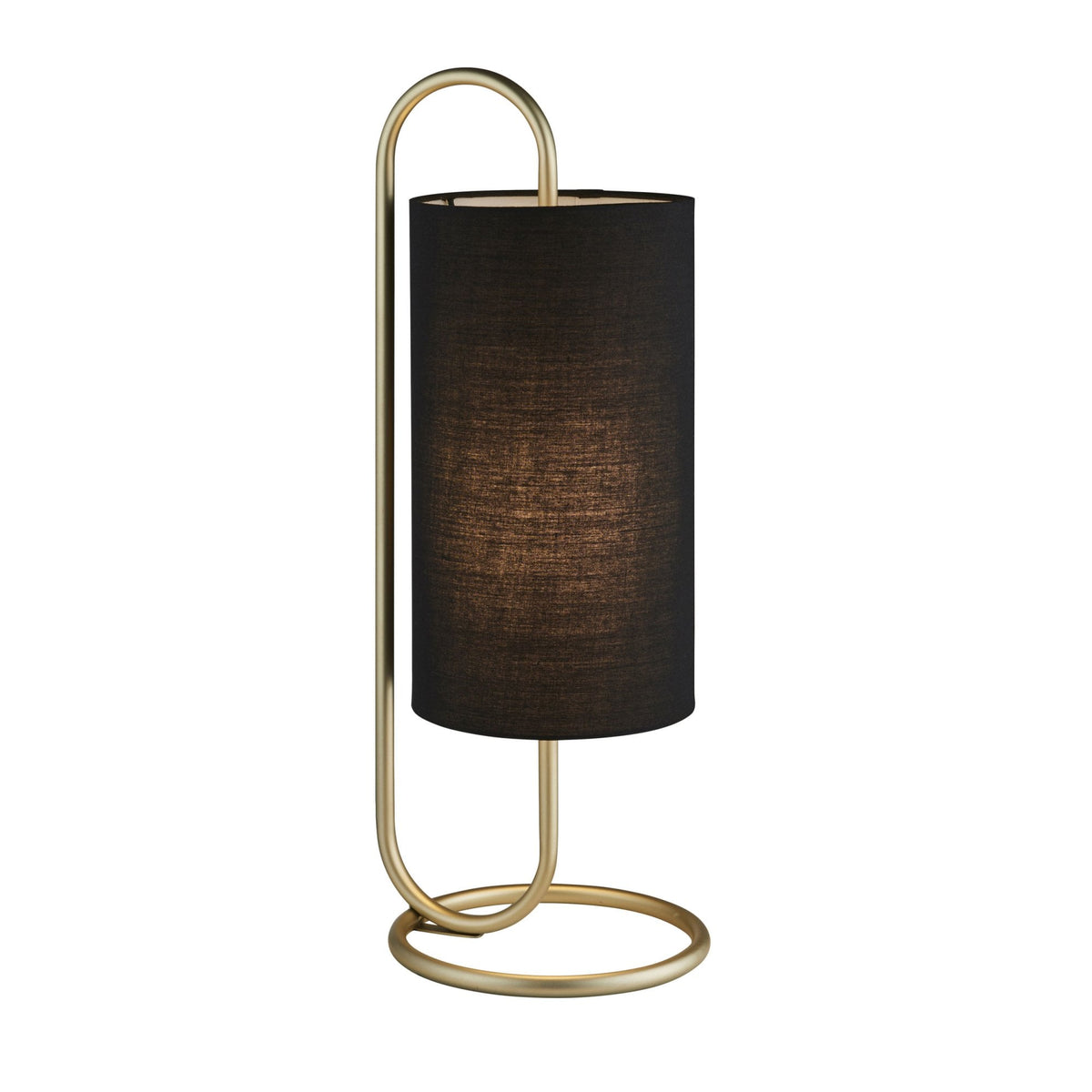 Klip Table Lamp in Antique Brass with Black Fabric Shade