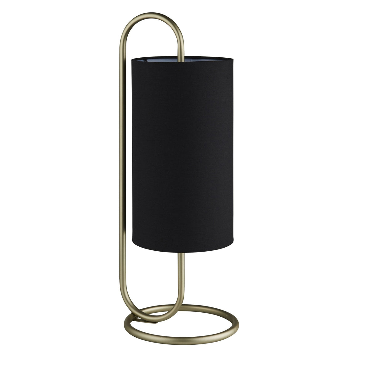 Klip Table Lamp in Antique Brass with Black Fabric Shade