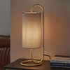 Klip Table Lamp in Antique Brass with Grey Fabric Shade