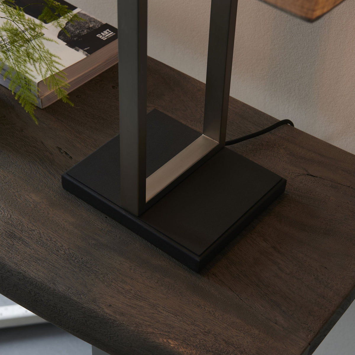 Herringston Table Lamp in Satin Nickel with Natural Linen Shade