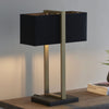 Herringston Table Lamp in Matt Antique Brass with Black Fabric Shade