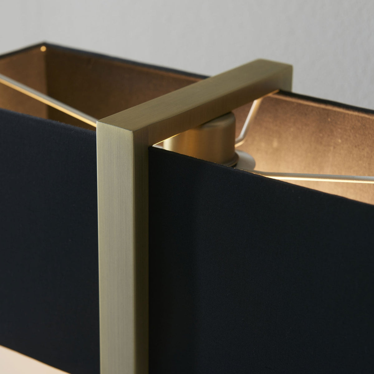 Herringston Table Lamp in Matt Antique Brass with Black Fabric Shade