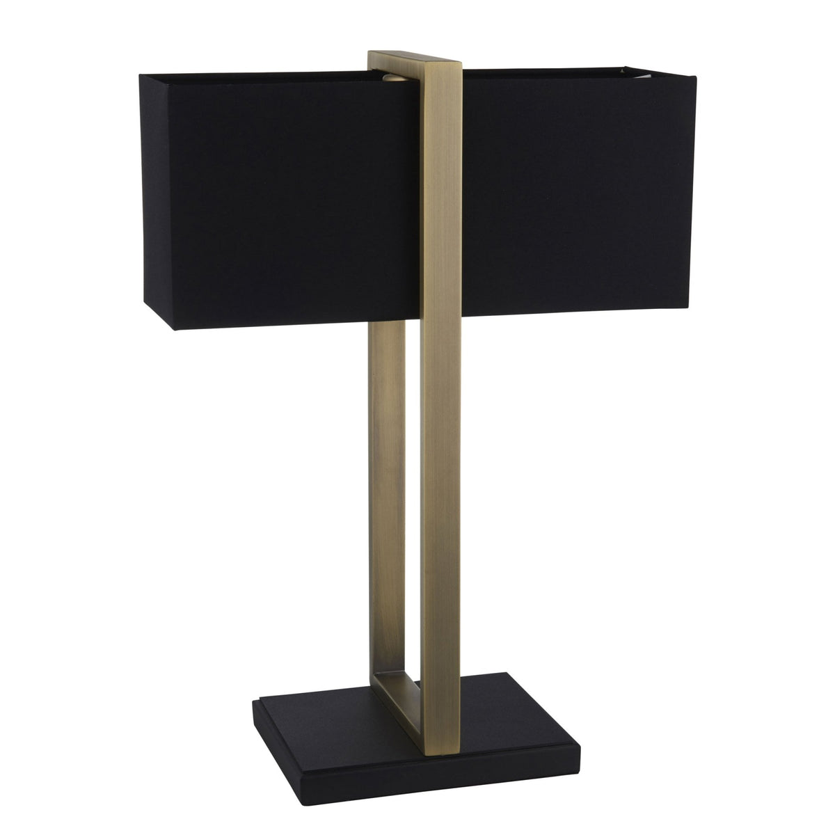 Herringston Table Lamp in Matt Antique Brass with Black Fabric Shade