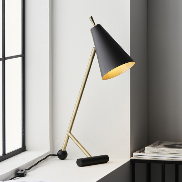 Everett Task Table Lamp in Matt Antique Brass & Matt Black