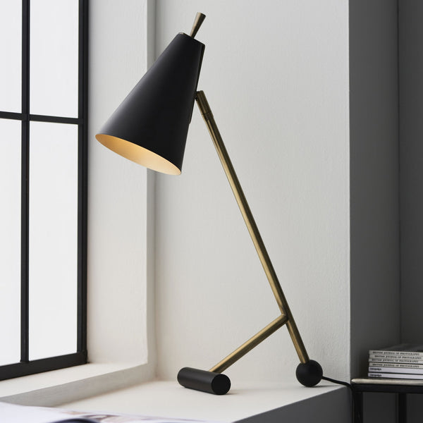 Everett Task Table Lamp in Matt Antique Brass & Matt Black