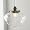 Camberley School House Pendant in Antique Brass & Clear Glass
