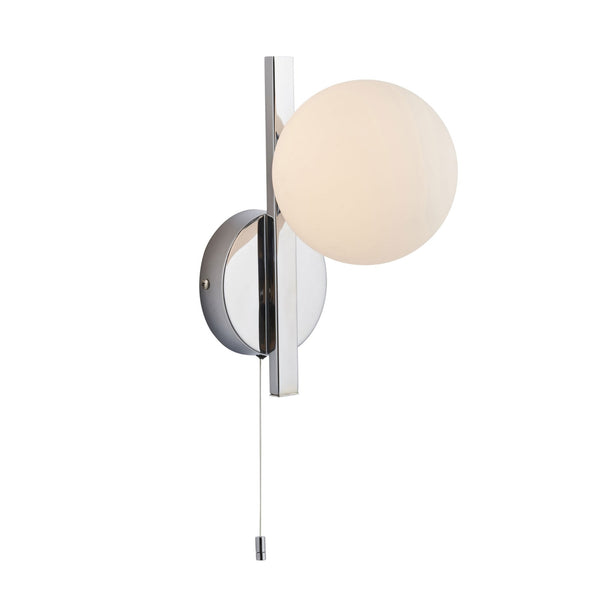 Spa IP44 Bathroom Wall Light in Chrome & Matt Opal Glass