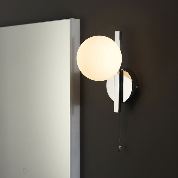 Spa IP44 Bathroom Wall Light in Chrome & Matt Opal Glass