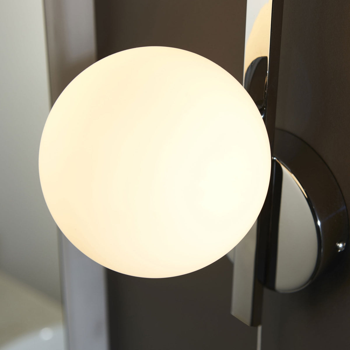 Spa IP44 Bathroom Wall Light in Chrome & Matt Opal Glass